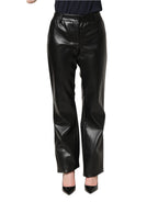 Black PU Leather High Waisted Trouser Pants