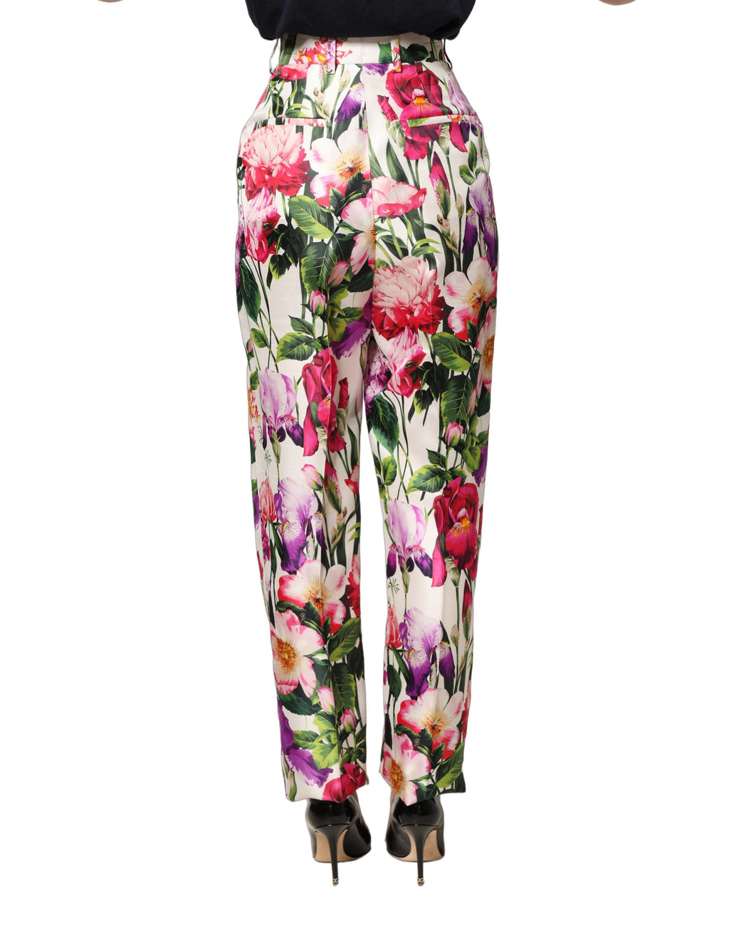 Multicolor Floral Print Tapered Trouser Pants