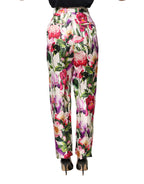 Multicolor Floral Print Tapered Trouser Pants