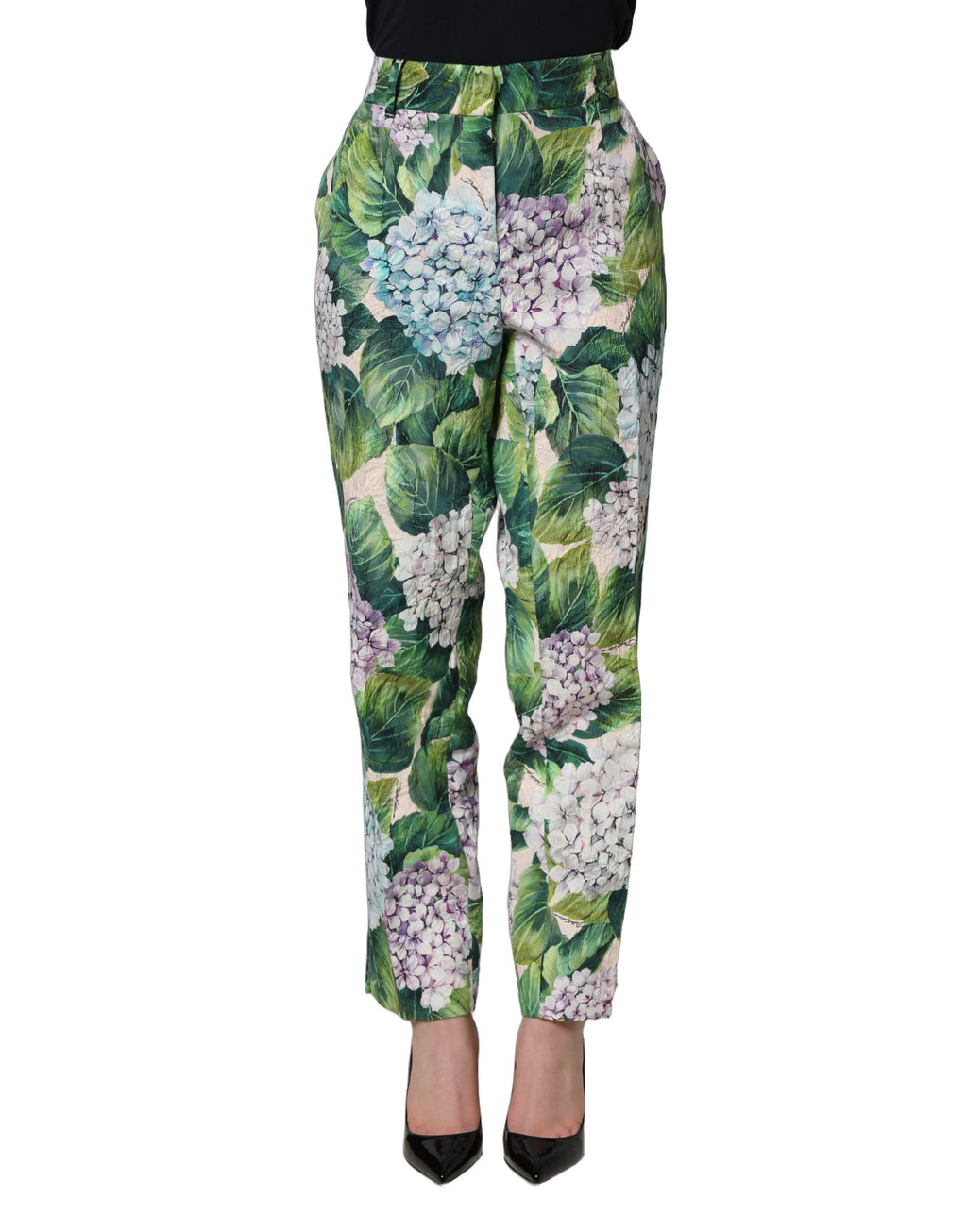 Multicolor Floral Print Tapered Trouser Pants