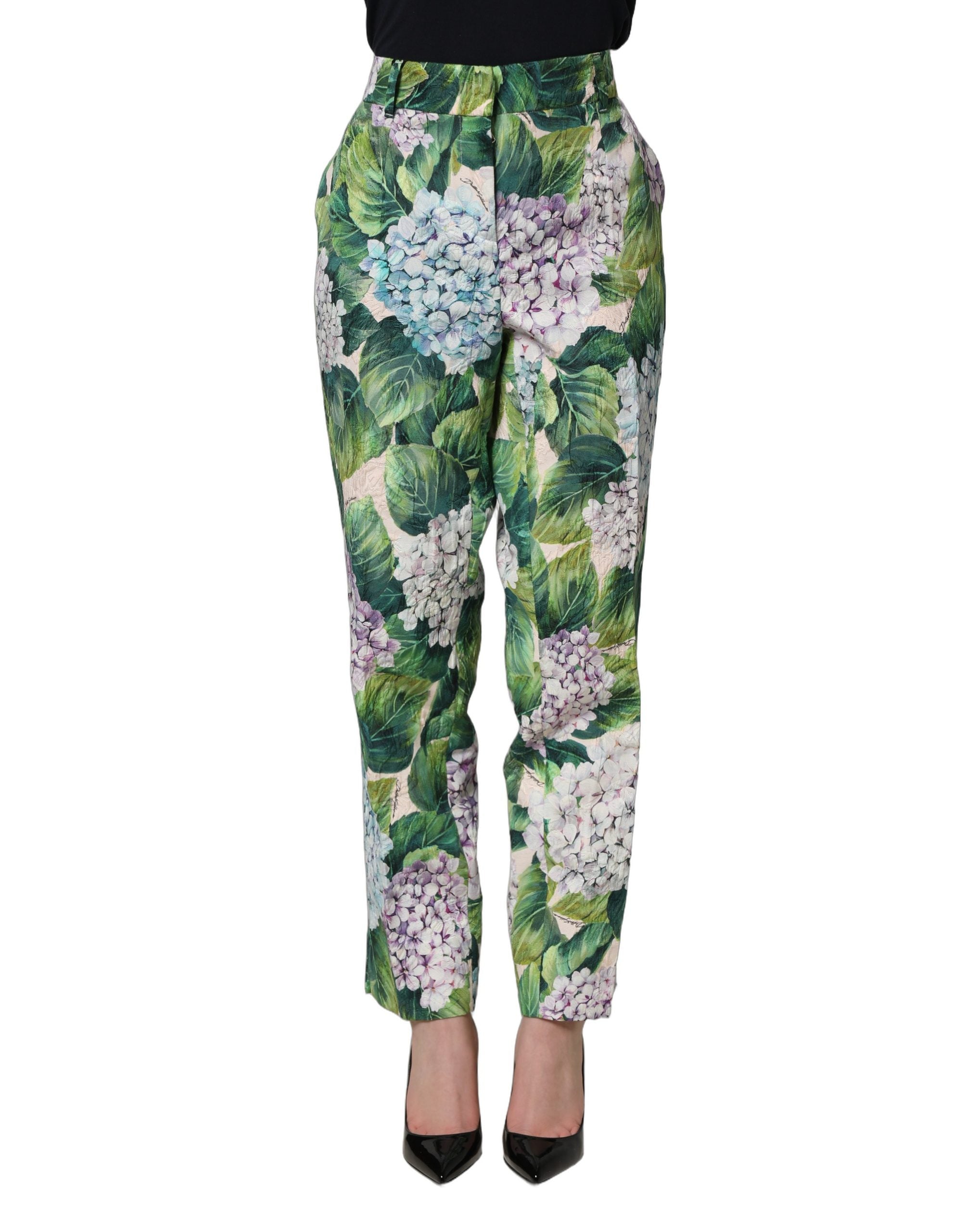 Multicolor Floral Print Tapered Trouser Pants