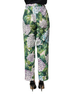 Multicolor Floral Print Tapered Trouser Pants