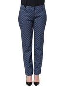 Blue Polka Dotted Slim Fit Capri Denim Jeans