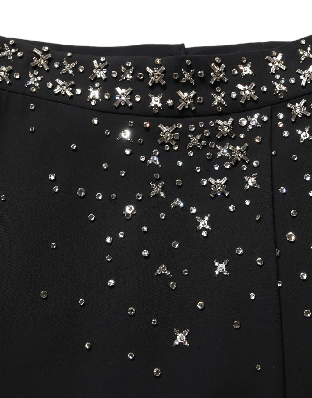 Black Crystal Embellished High Slit Skirt