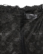 Black Floral Lace High Waist KneeLength Skirt