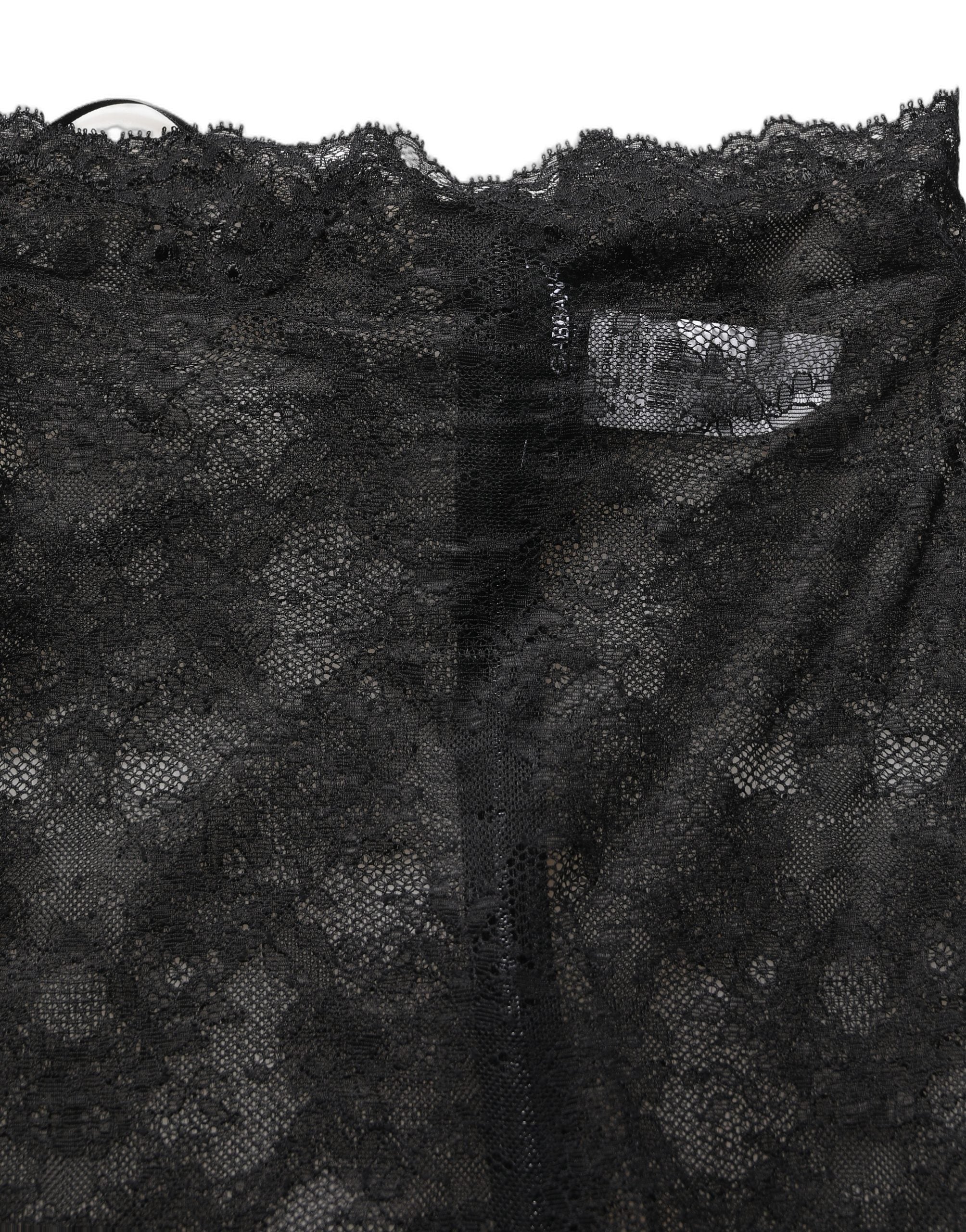Black Floral Lace High Waist KneeLength Skirt