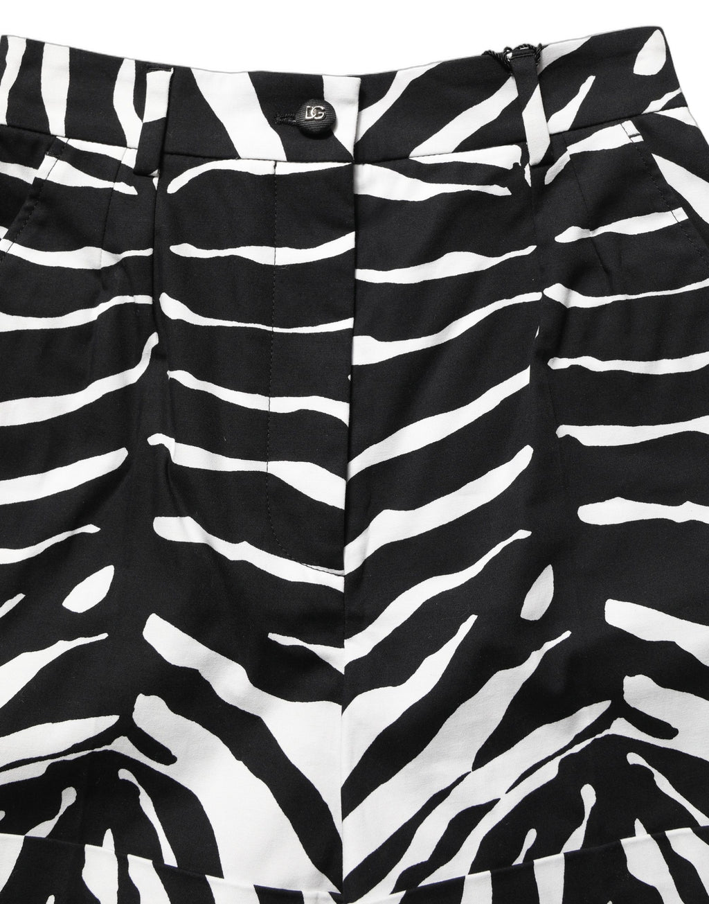 Black White Zebra Print Cotton High Waist Shorts