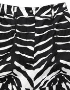Black White Zebra Print Cotton High Waist Shorts