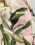 Pink Lilium Print High Waist Pencil Skirt