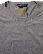 Grey Cotton Short Sleeves Crew Neck T-shirt