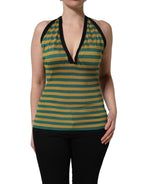 Multicolor Stripes Wool Knit Halter Tank Top