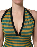 Multicolor Stripes Wool Knit Halter Tank Top