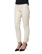 White Low Waist Skinny Women Trouser Pants