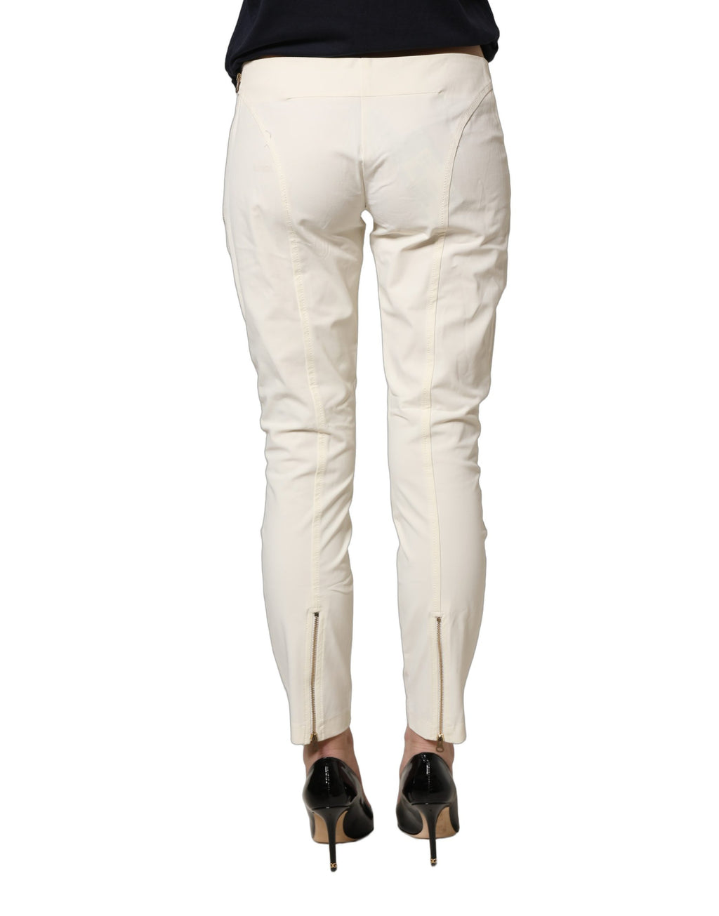 White Low Waist Skinny Women Trouser Pants