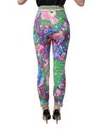 Multicolor Floral Stretch Jersey Leggings Pants