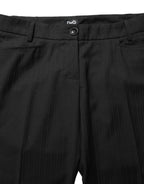 Black Mid Waisted Polyester Trouser Pants