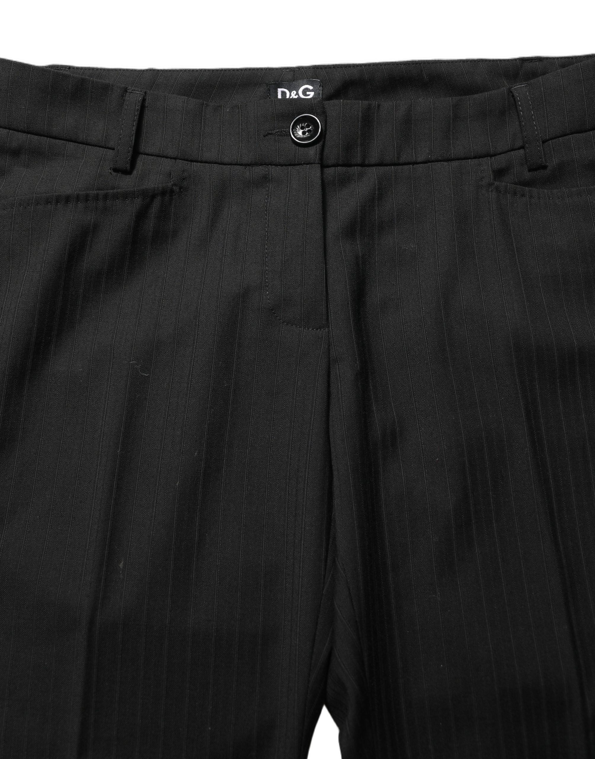 Black Mid Waisted Polyester Trouser Pants