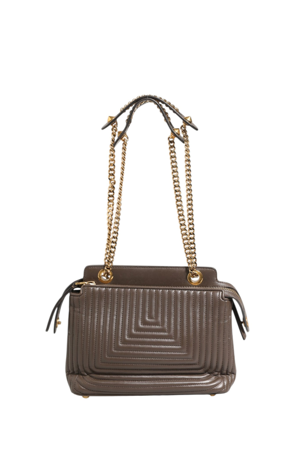 Brown Quilted Lambskin Leather Dotcom Click Small Shoulder Bag