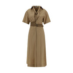 Brown Cotton Casual Dress