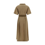 Brown Cotton Casual Dress