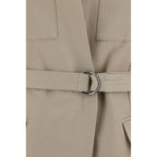 Beige Cotton Sleveless Jacket