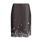 Gray Silk Midi Skirt