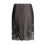 Gray Silk Midi Skirt