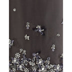 Gray Silk Midi Skirt