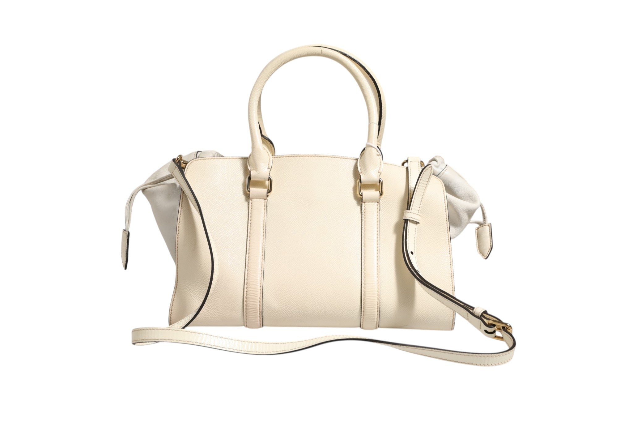 Chalk White Large Leather Tote Bag