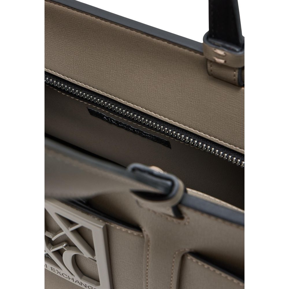 Beige Artificial Leather Handbag