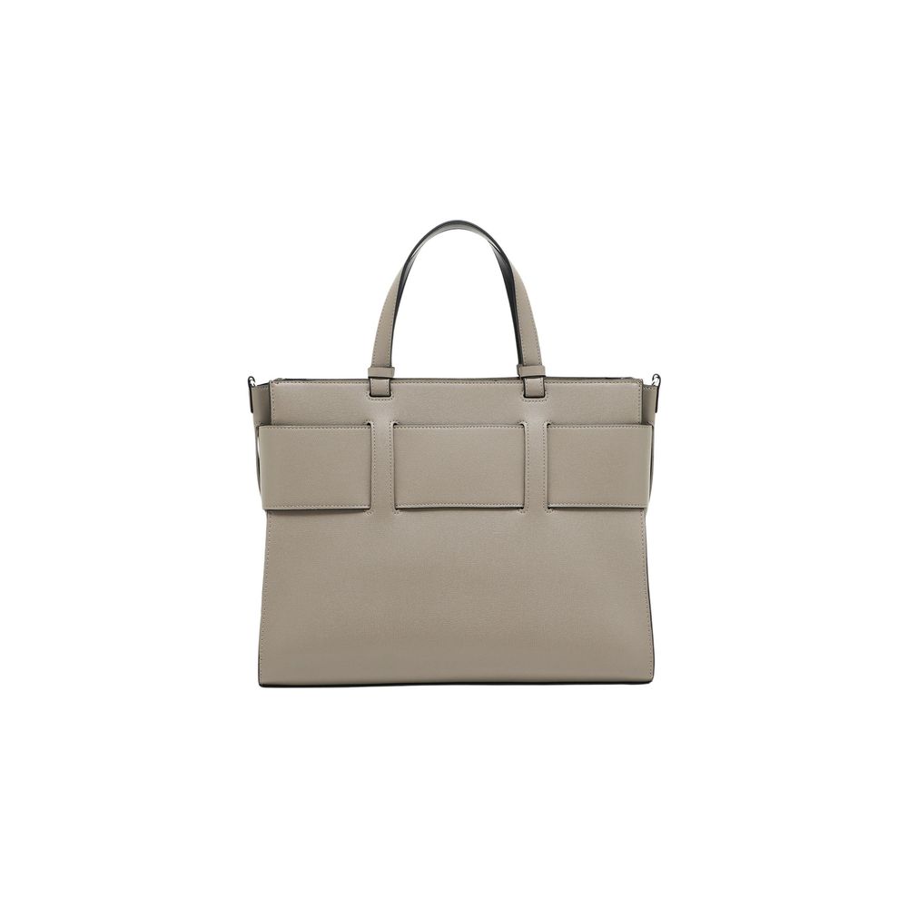 Beige Artificial Leather Handbag