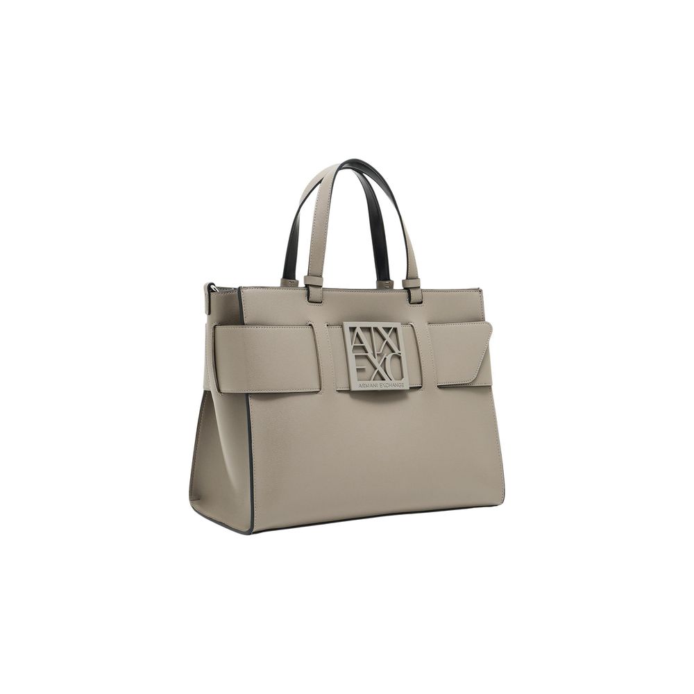 Beige Artificial Leather Handbag