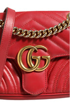 Marmont Small Shoulder Bag in Rosso Ancora Red Leather