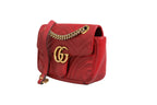 Marmont Small Shoulder Bag in Rosso Ancora Red Leather