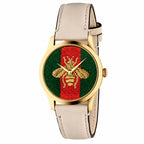 Beige Leather Dress Watch