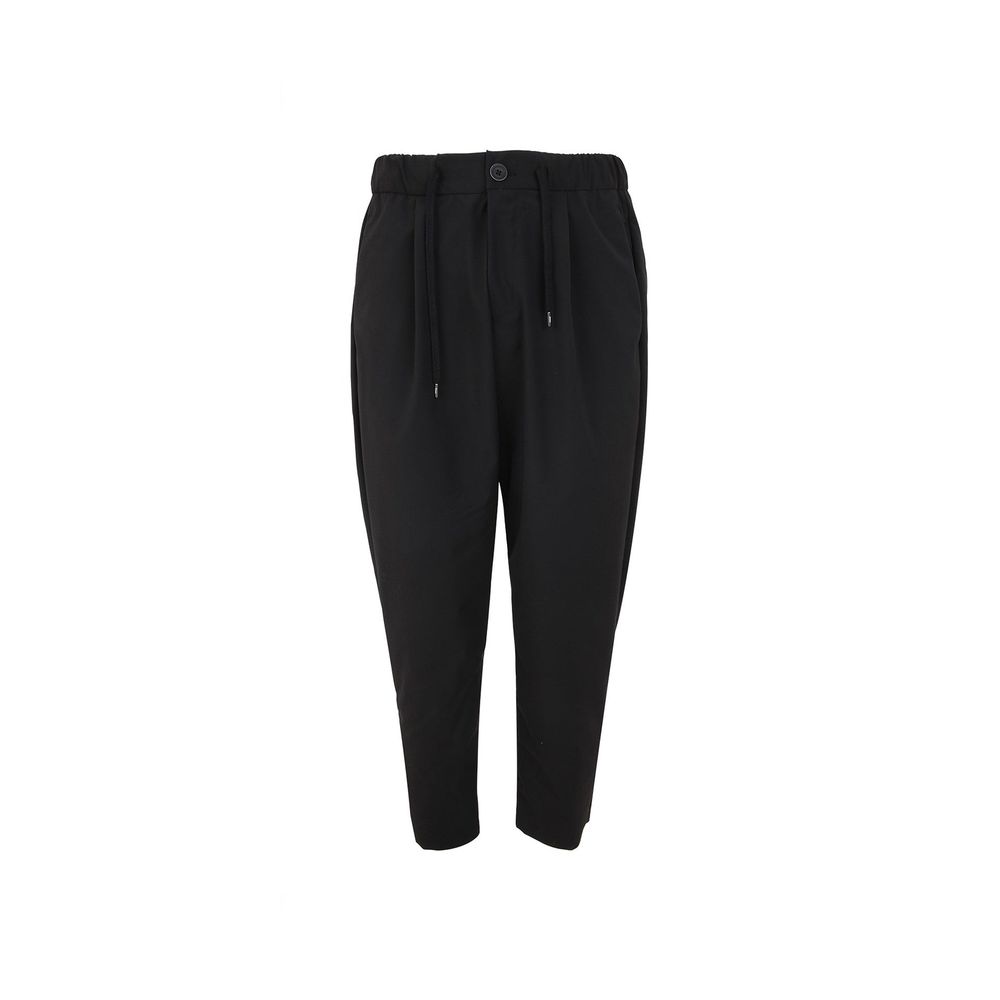Black Polyester Casual Pants