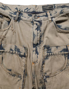 Beige Bleached Deconstructed Men Denim Jeans