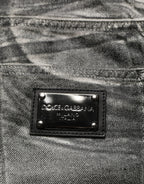 Grey Washed Mid Waist Straight Denim Jeans