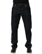 Black Cotton Mid Waist Classic Men Denim Jeans