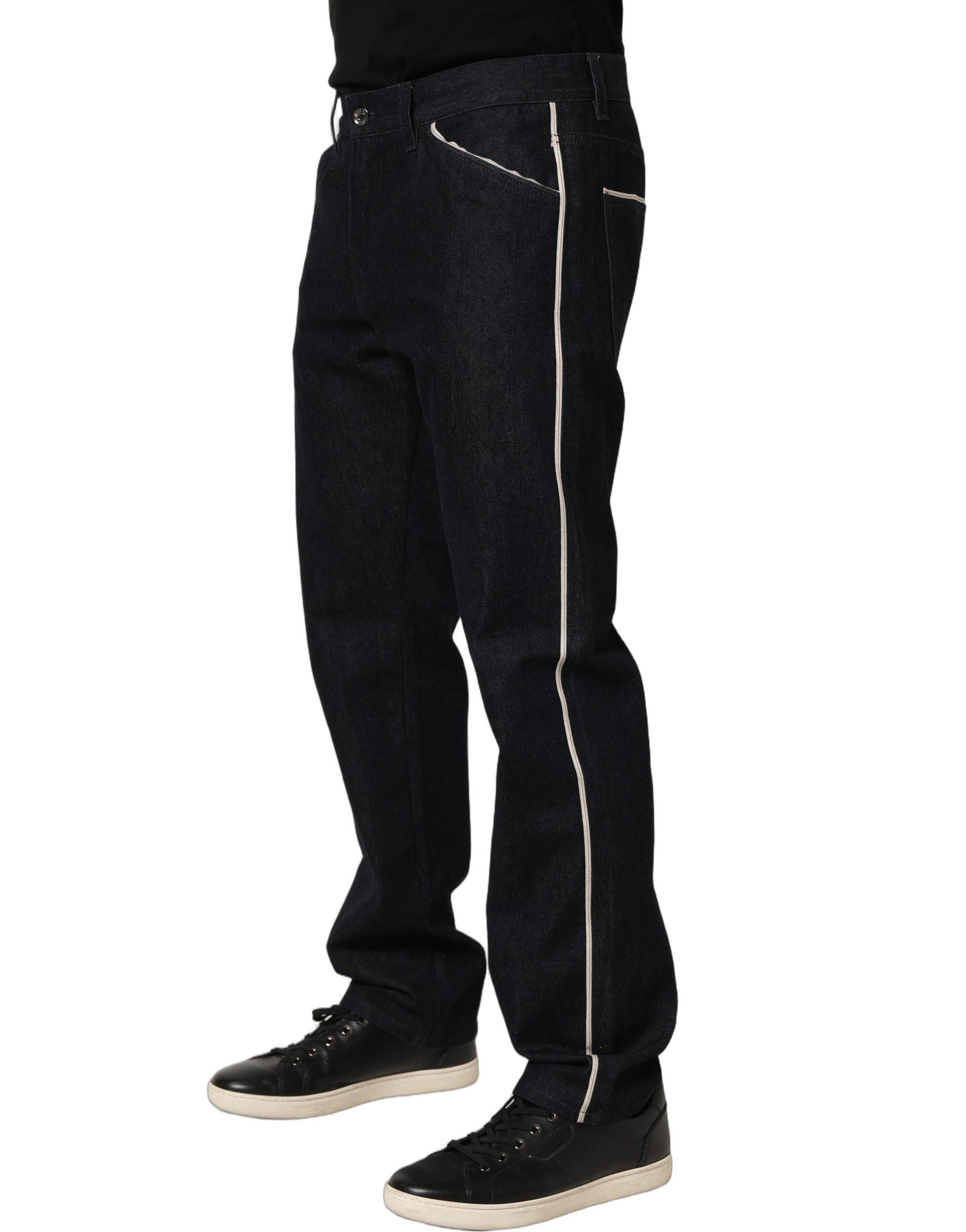 Black Cotton Mid Waist Classic Men Denim Jeans