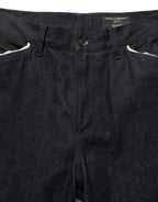 Black Cotton Mid Waist Classic Men Denim Jeans