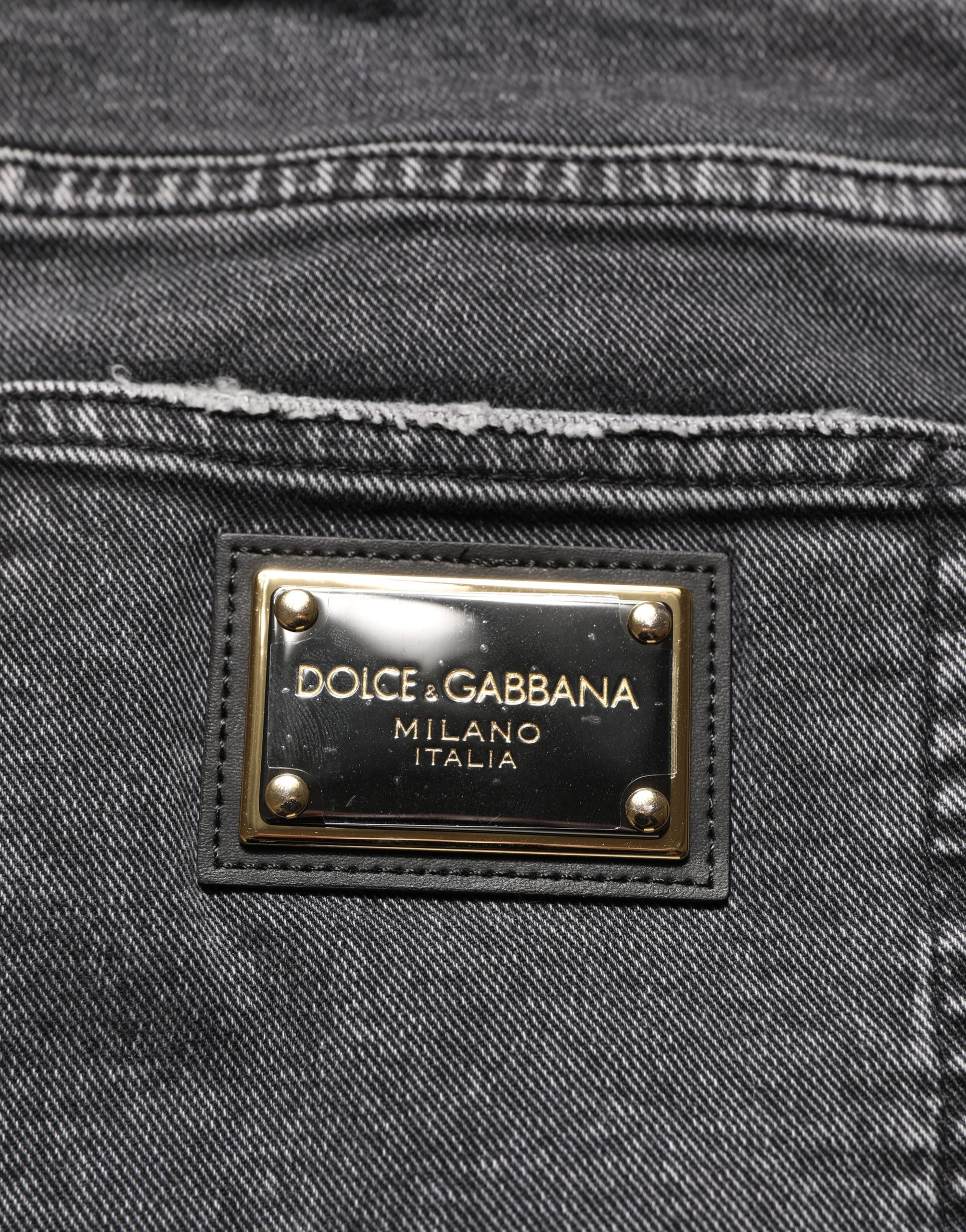 Dark Grey Distressed Mid Waist Denim Jeans