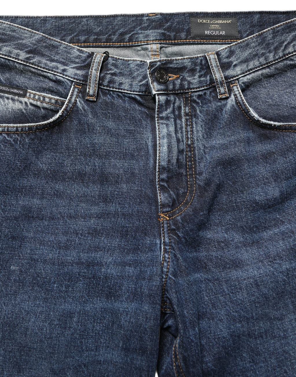 Dark Blue Washed Mid Waist Straight Men Denim Jeans