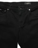 Black Heraldic Embroidered Skinny Denim Jeans