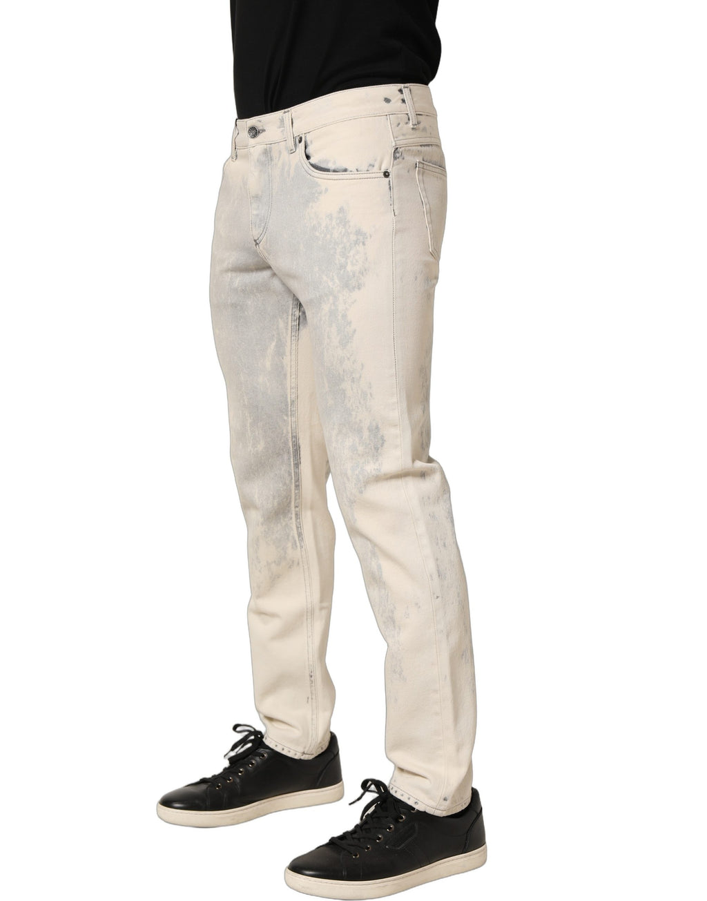 Beige Tie Dye Cotton Straight Men Denim Jeans