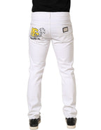 White Cotton Ripped Slim Fit Men Denim Jeans