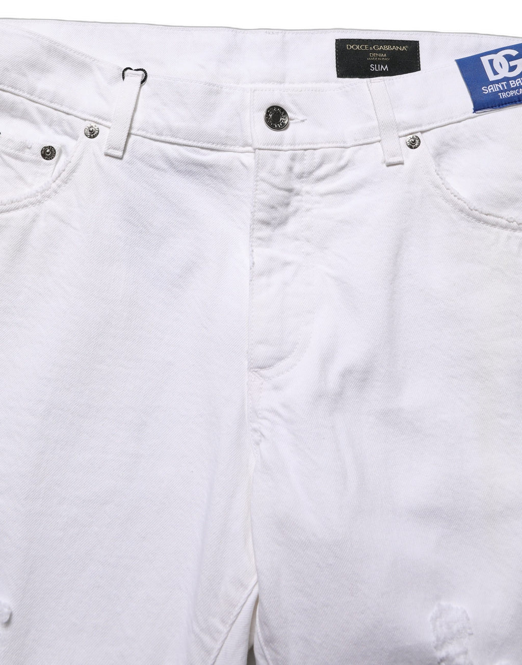 White Cotton Ripped Slim Fit Men Denim Jeans