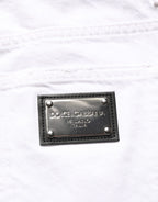 White Cotton Ripped Slim Fit Men Denim Jeans