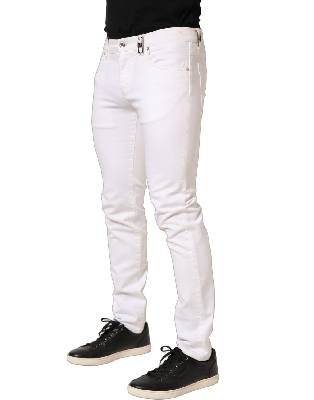 White Cotton Skinny Mid Waist Denim Jeans
