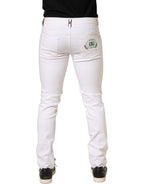 White Cotton Skinny Mid Waist Denim Jeans